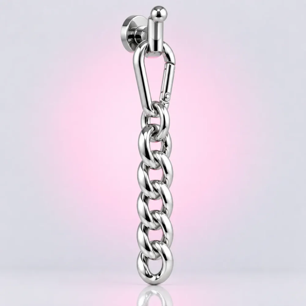 Chunky Chain Bag Charm, three-quarter view