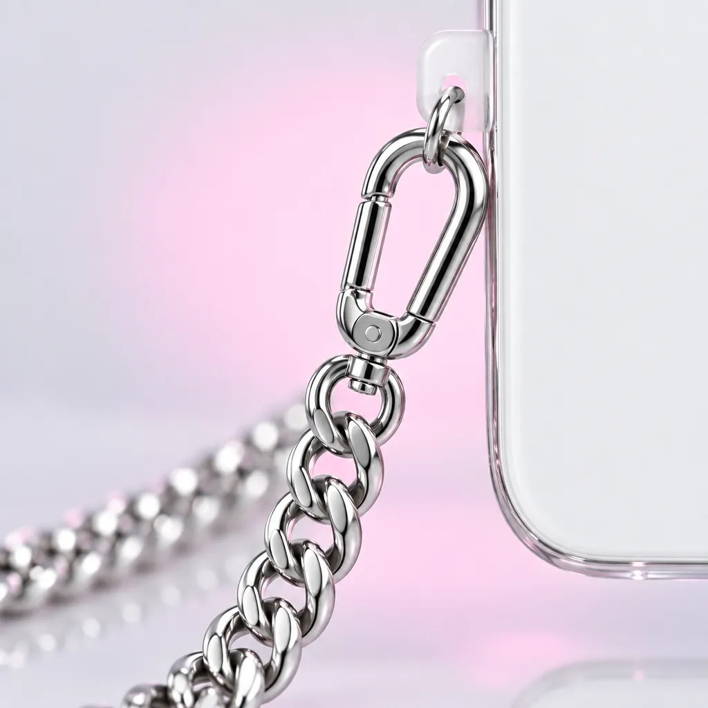 Crossbody Phone Chain, close-up of the enamel and clasp