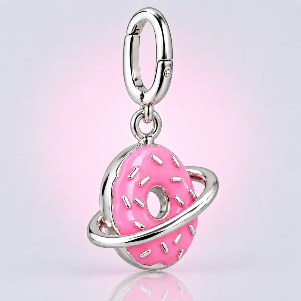Donut Planet Charm, three-quarter view