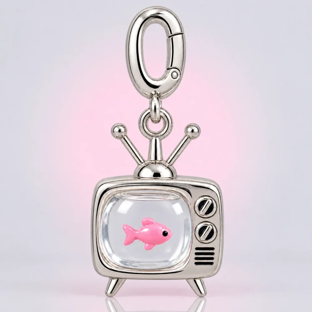 Fishbowl TV Charm, front view