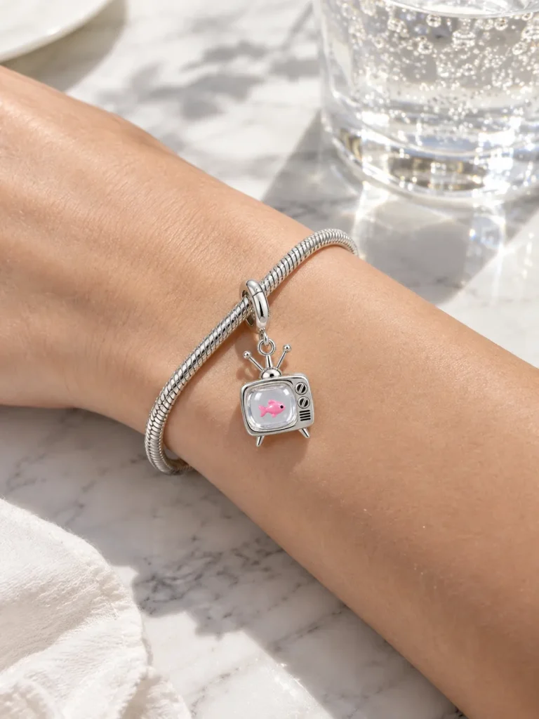 Fishbowl TV Charm, worn