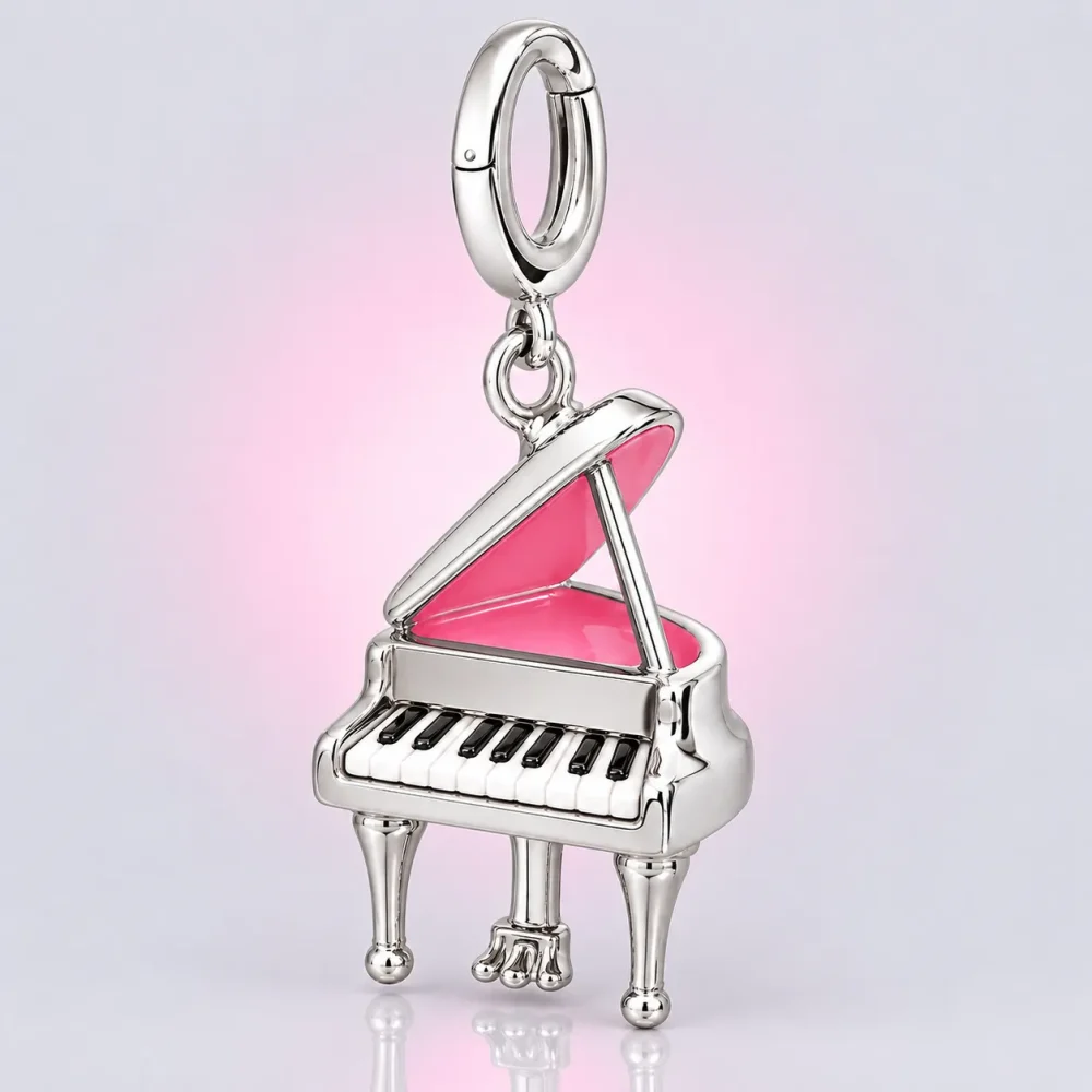 Tiny Grand Piano Charm, three-quarter view