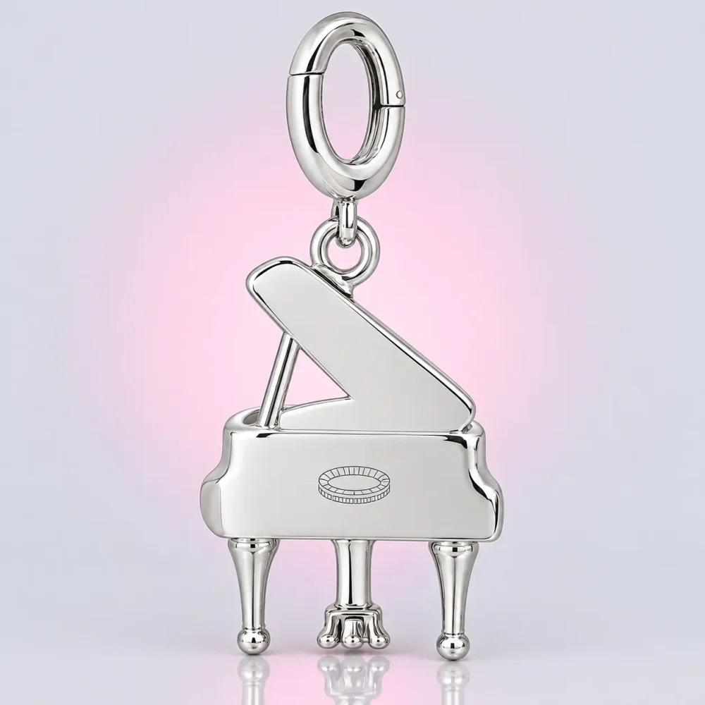 Tiny Grand Piano Charm, back view