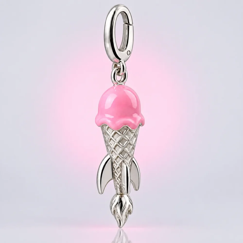 Ice Cream Rocket Charm, three-quarter view