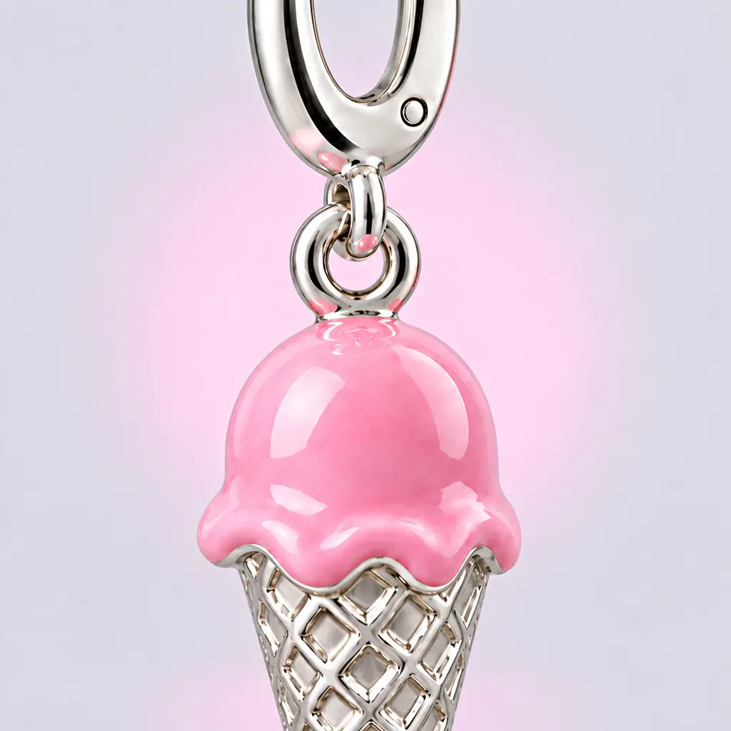 Ice Cream Rocket Charm, close-up of the enamel and clasp
