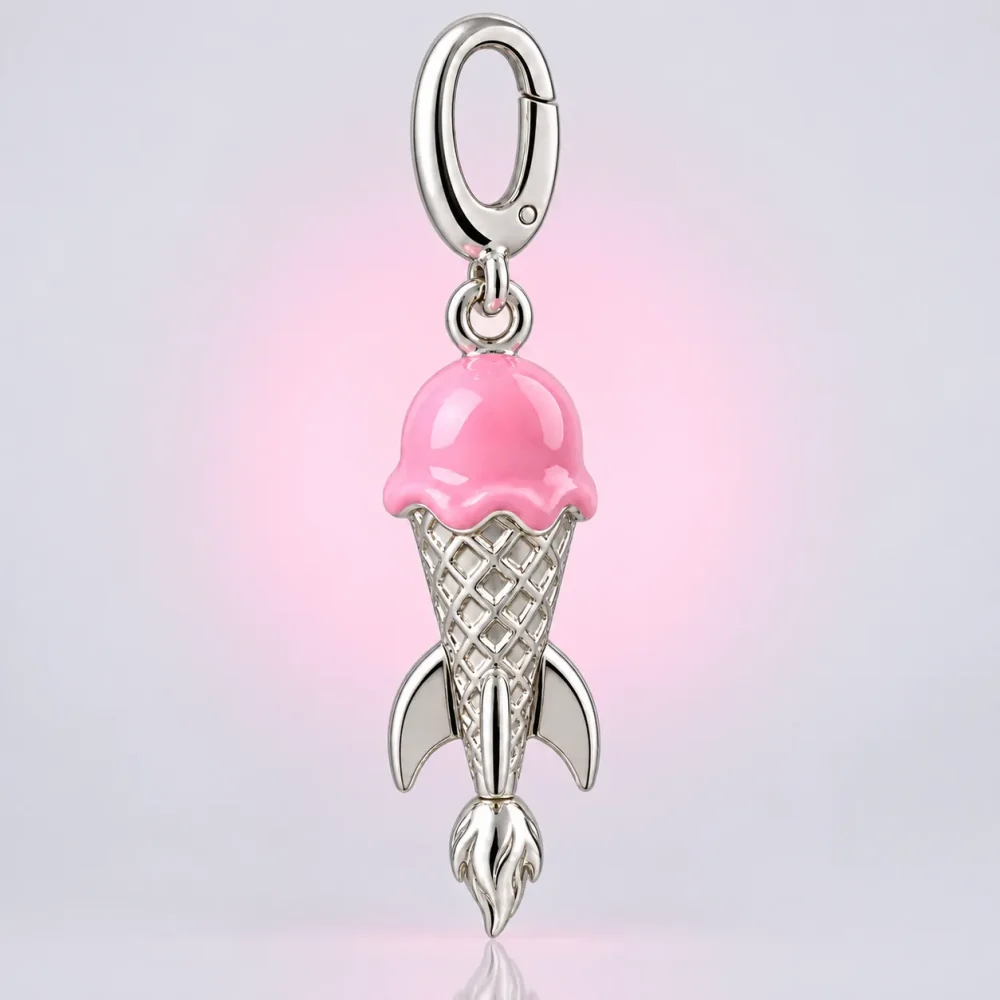 Ice Cream Rocket Charm, front view