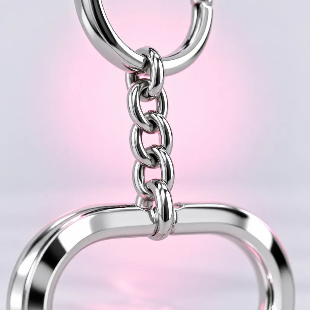 O-Ring Key & Bag Chain, close-up of the enamel and clasp