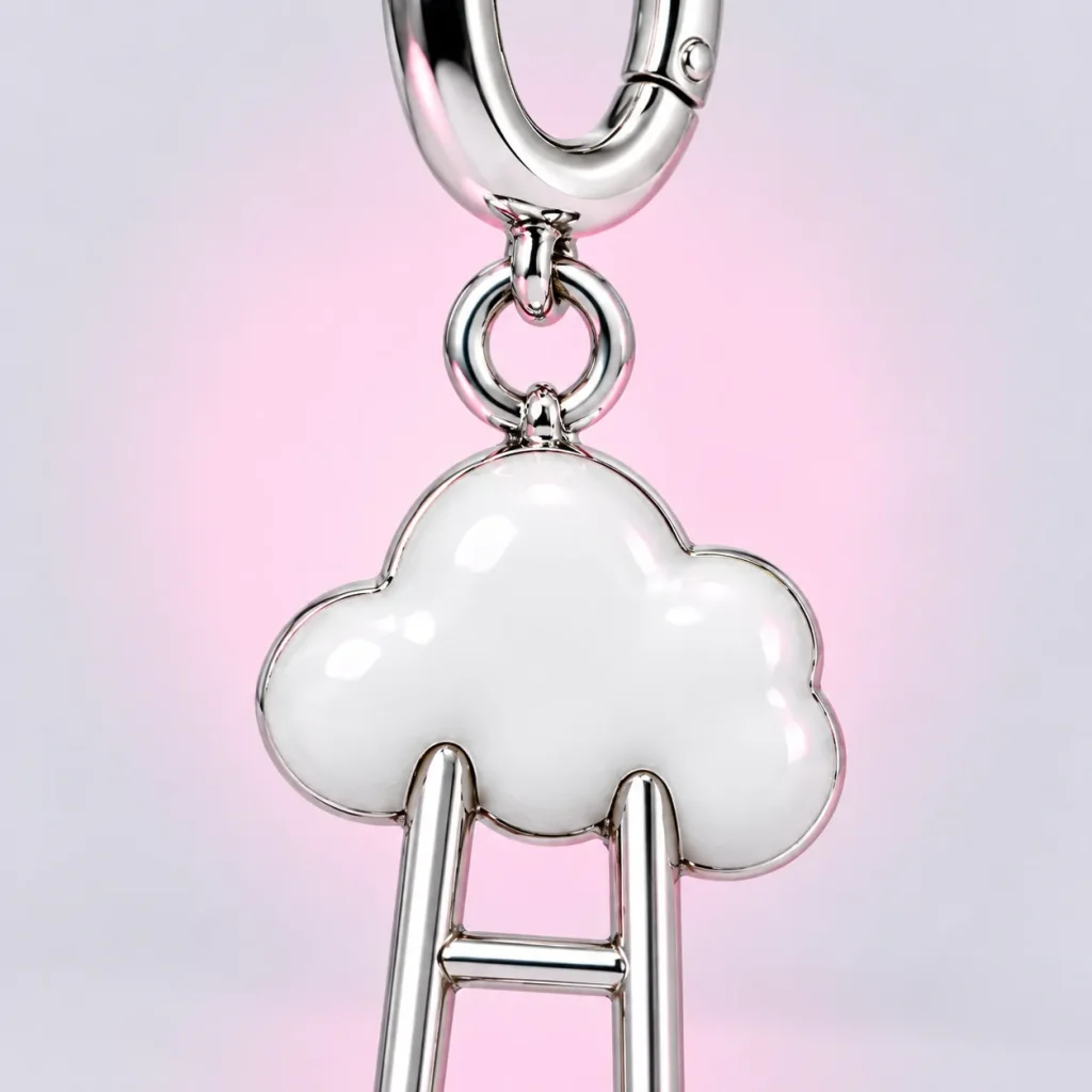 Ladder to a Cloud Charm, close-up of the enamel and clasp