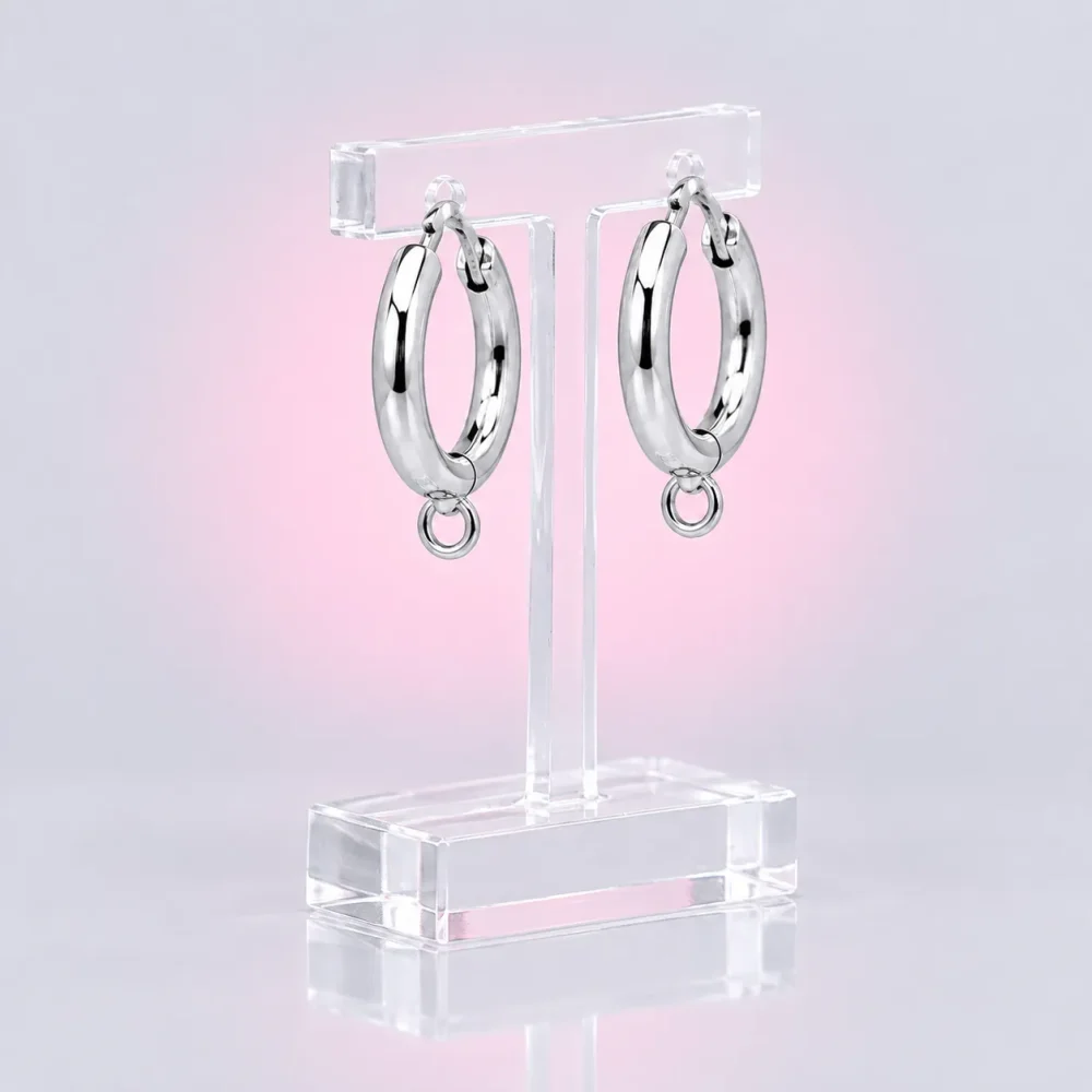 Mini Hoop Pair with Loop, three-quarter view