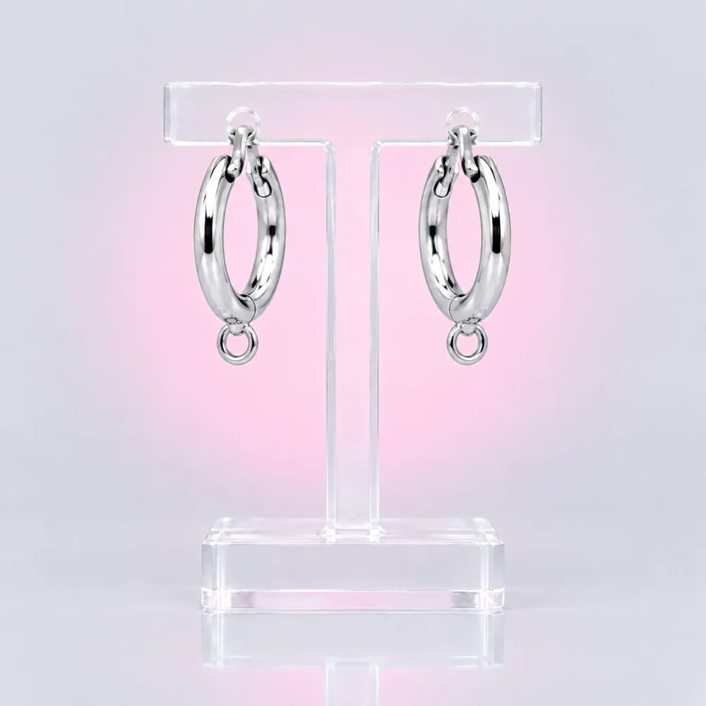 Mini Hoop Pair with Loop, back view