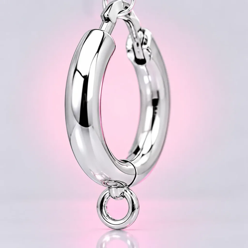 Mini Hoop Pair with Loop, close-up of the enamel and clasp