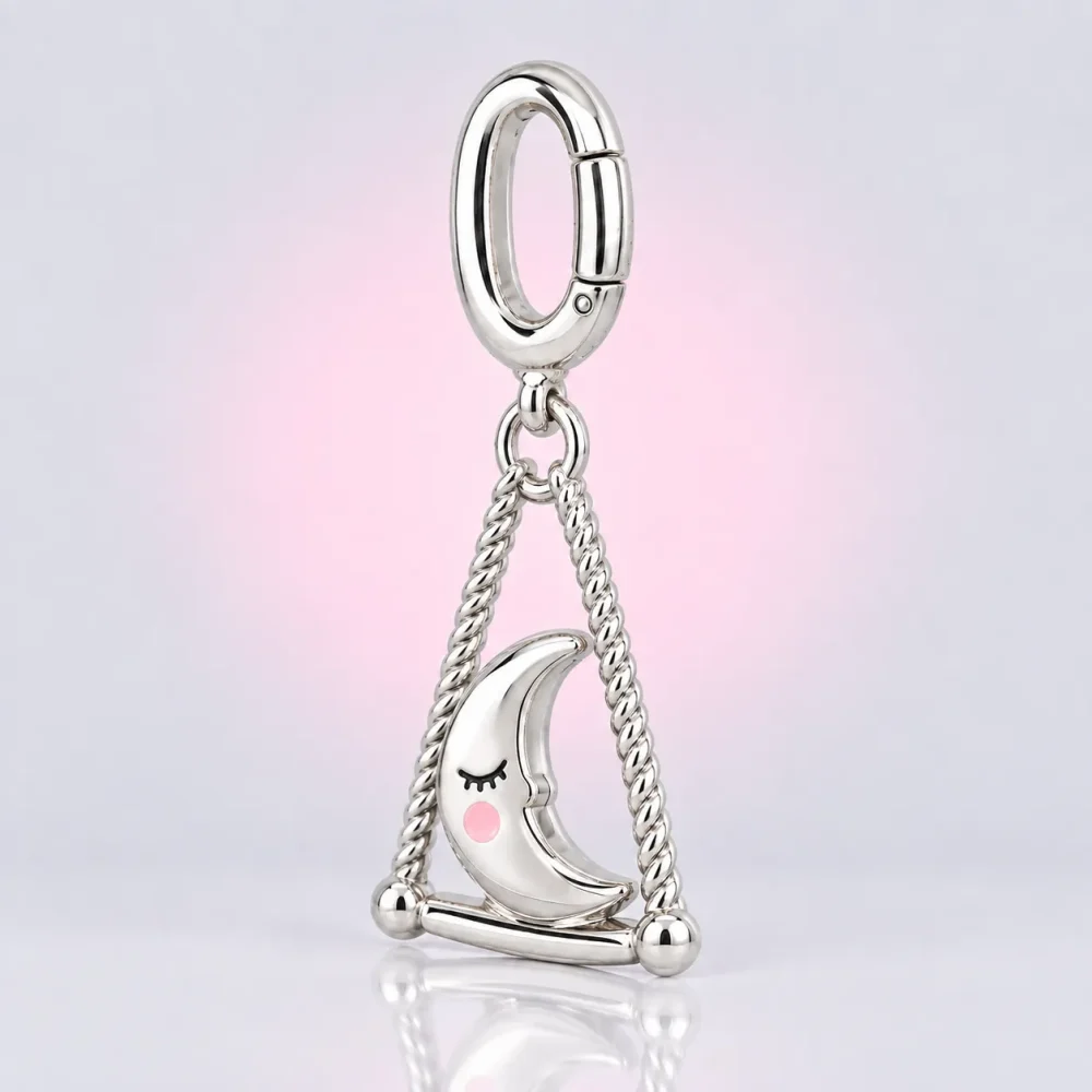 Moon on a Swing Charm, three-quarter view