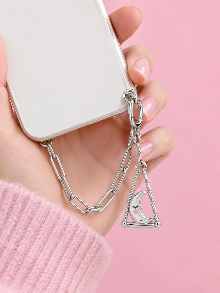 Moon on a Swing Charm, worn