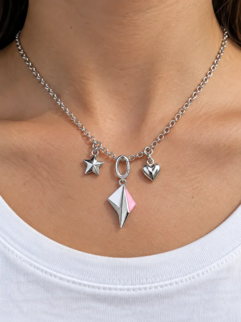Paper Plane Charm, worn