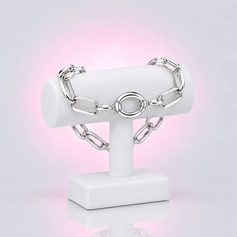 Paperclip Chain Bracelet, three-quarter view