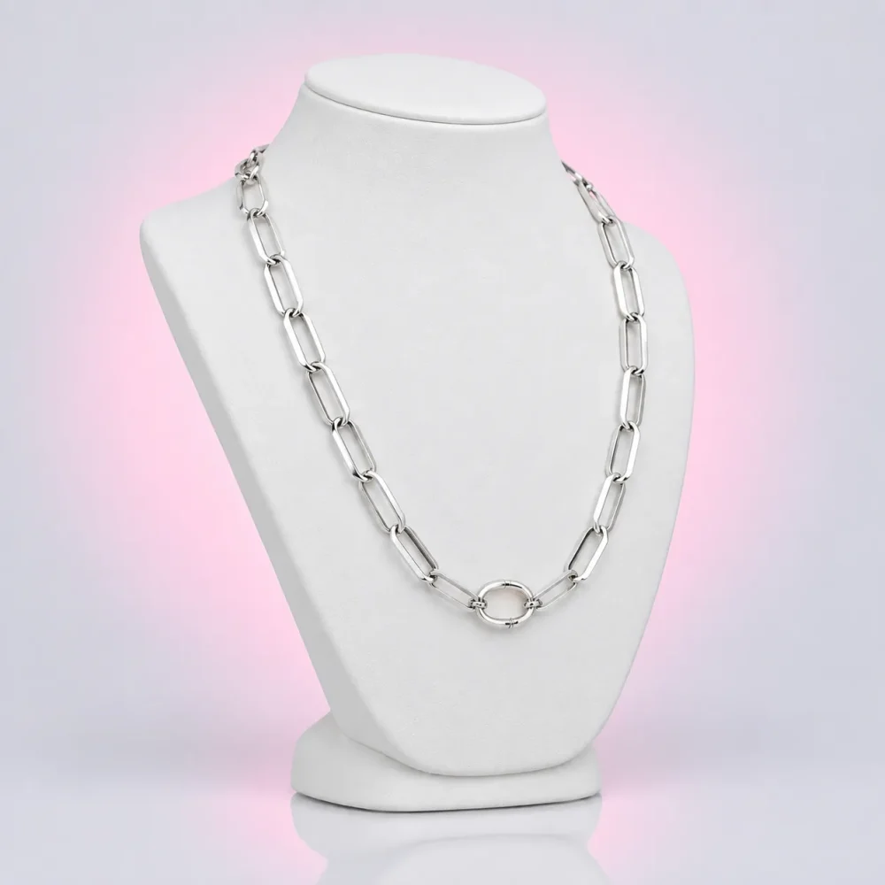 Paperclip Chain Necklace, three-quarter view