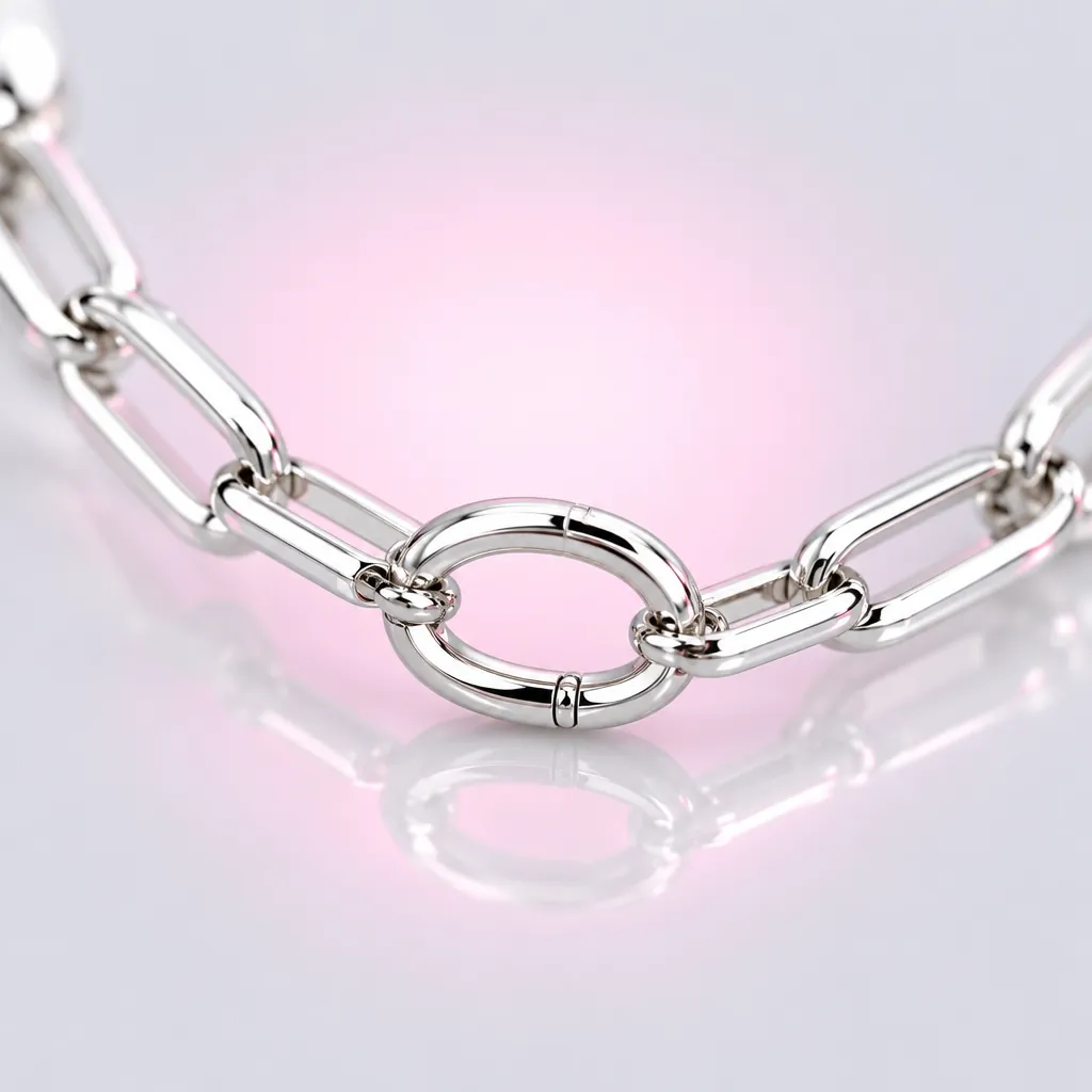 Paperclip Chain Necklace, close-up of the enamel and clasp