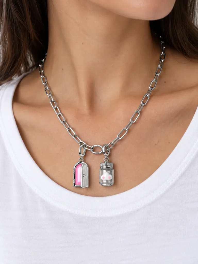 Paperclip Chain Necklace, worn