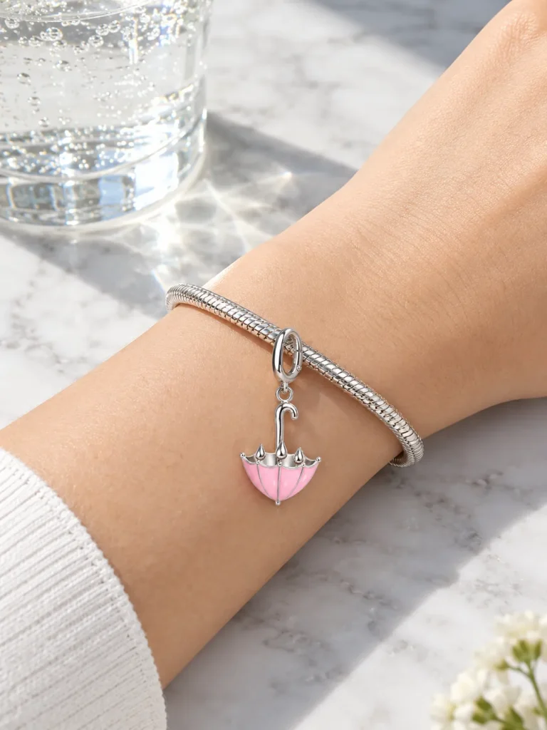 Upside-down Umbrella Charm, worn