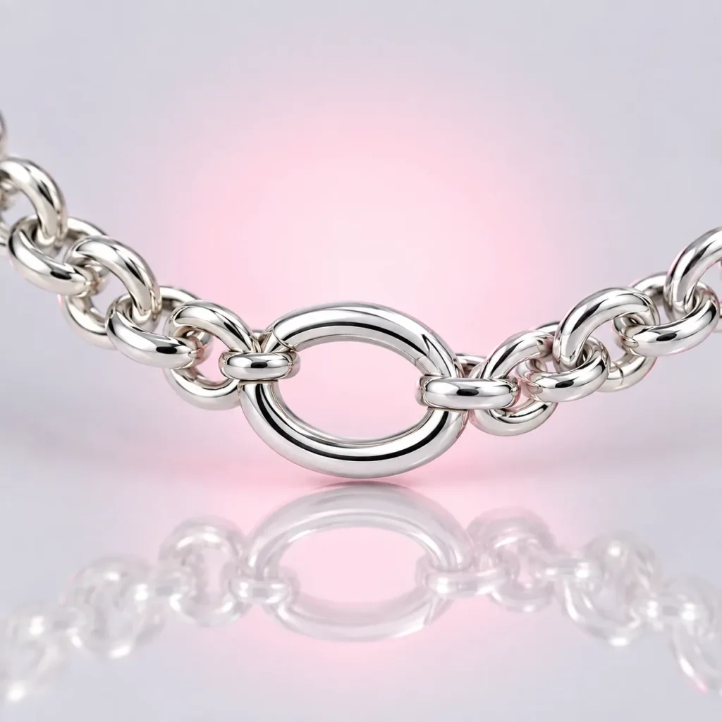 Rolo Chain Necklace, close-up of the enamel and clasp
