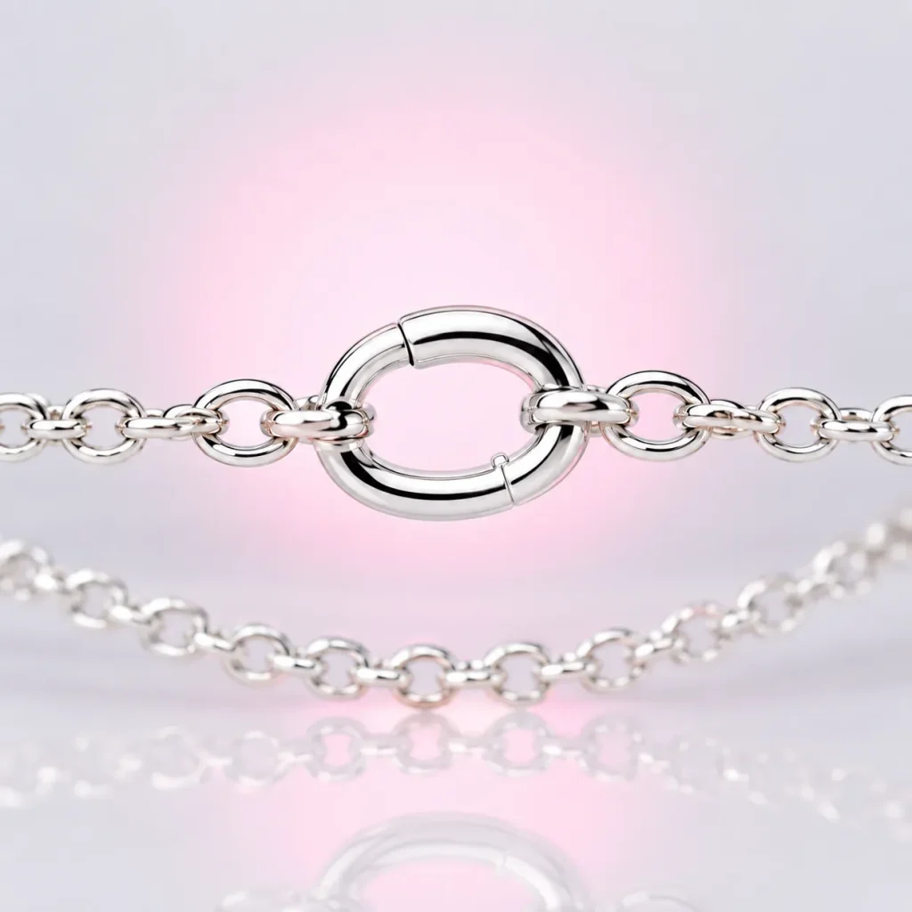 Slim Cable Chain Bracelet, close-up of the enamel and clasp
