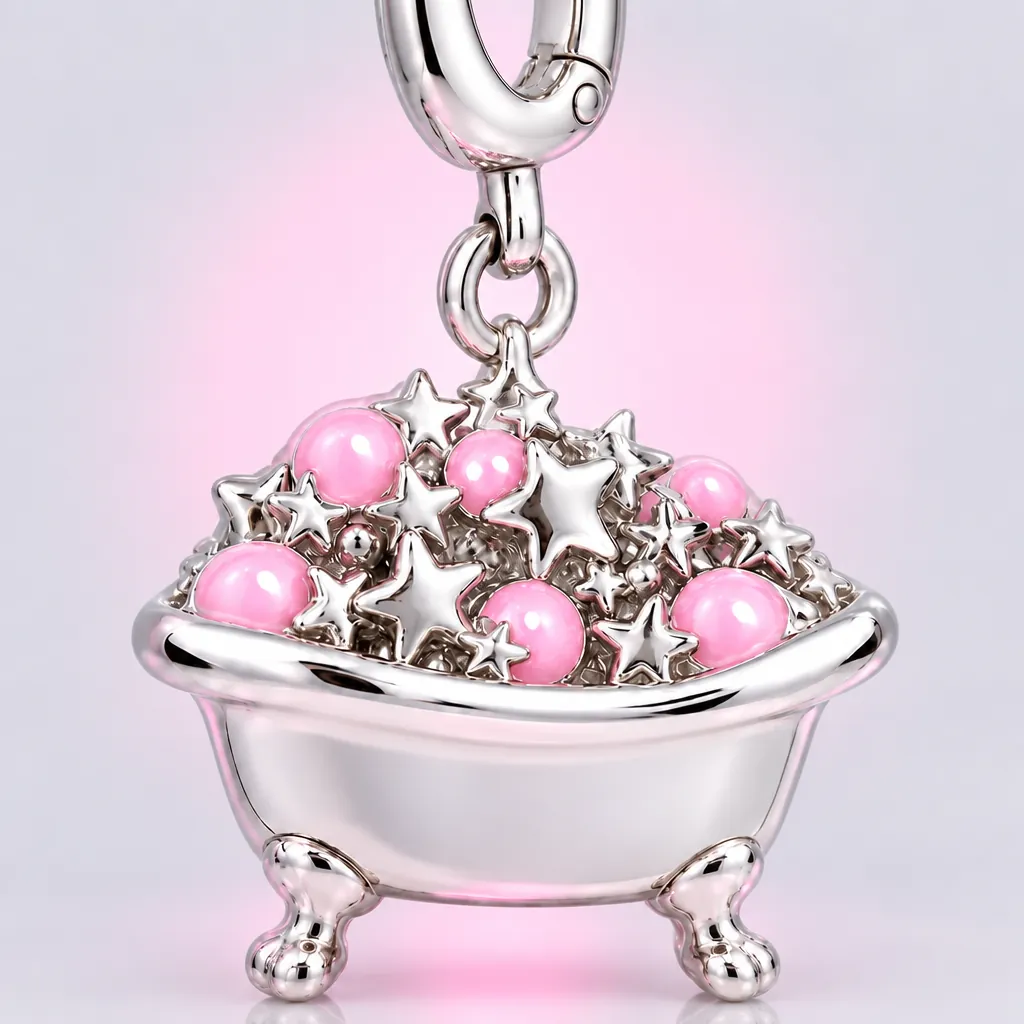 Bath of Stars Charm, close-up of the enamel and clasp