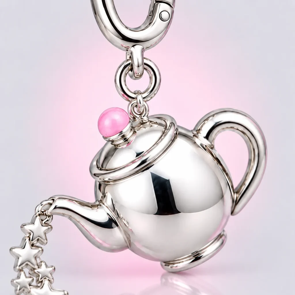 Teapot of Stars Charm, close-up of the enamel and clasp