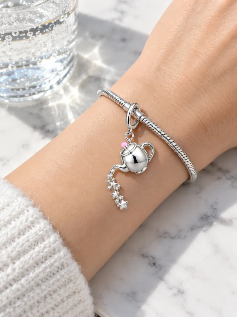 Teapot of Stars Charm, worn