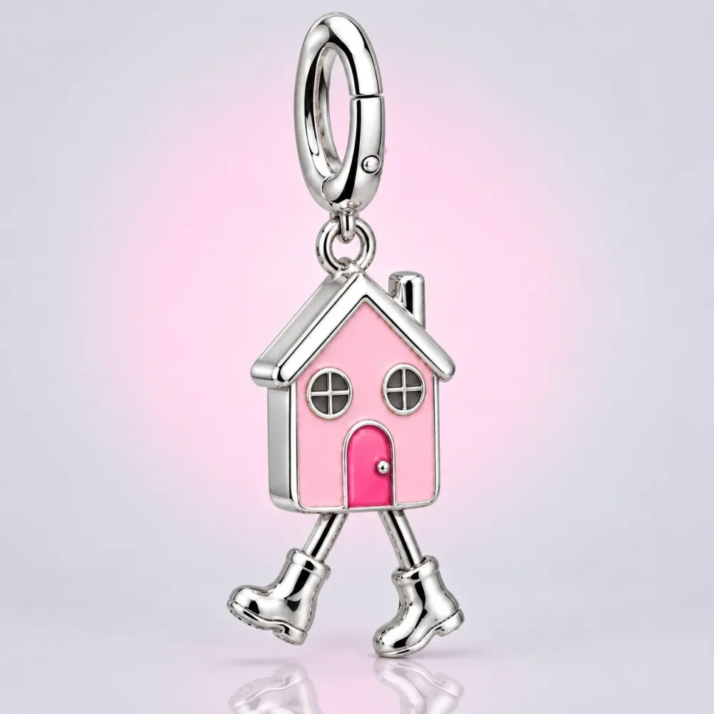 Walking House Charm, three-quarter view