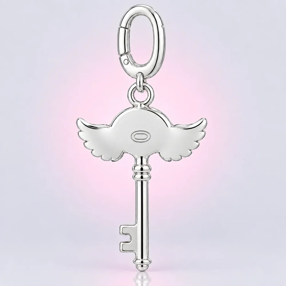 Winged Key Charm, back view