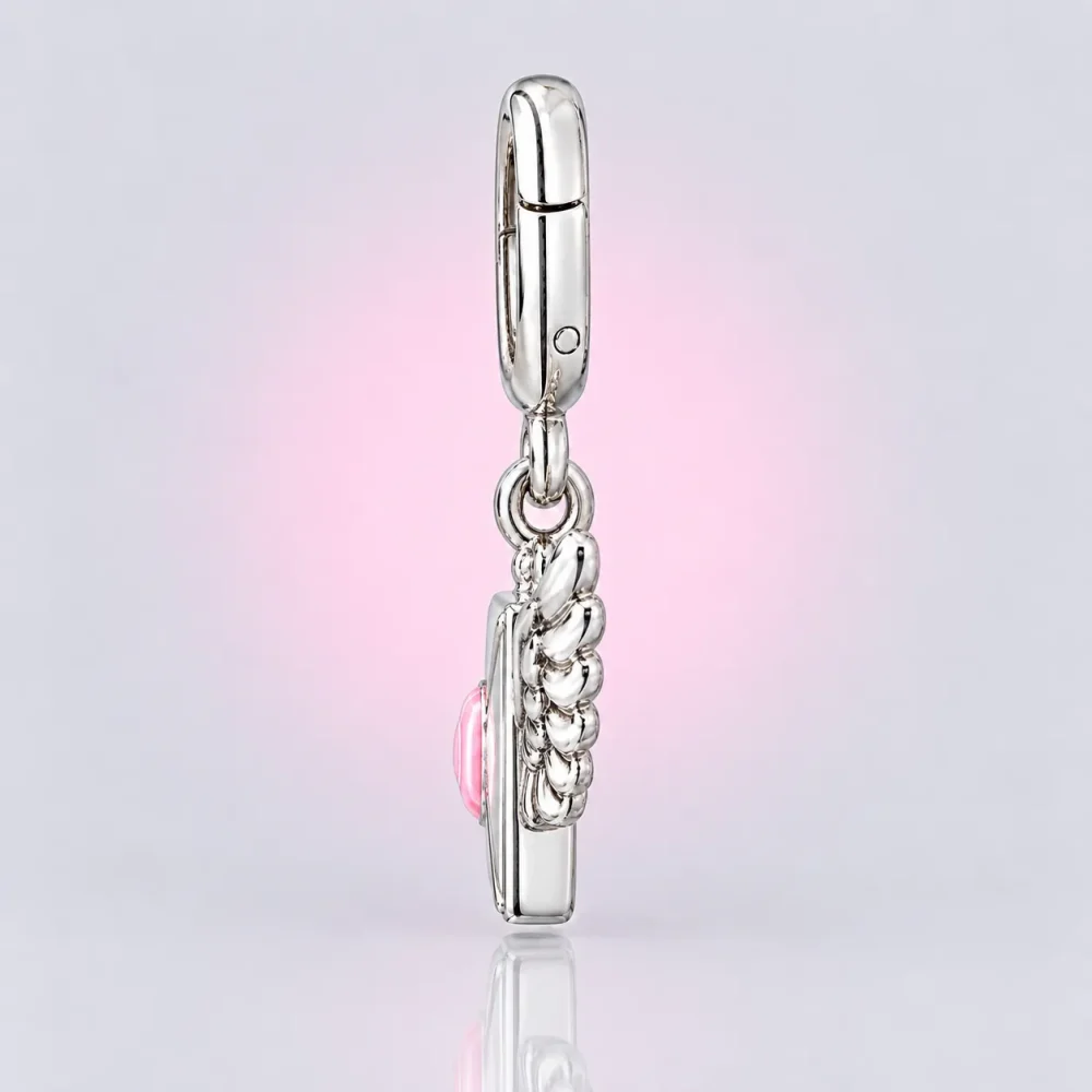 Winged Letter Charm, side view