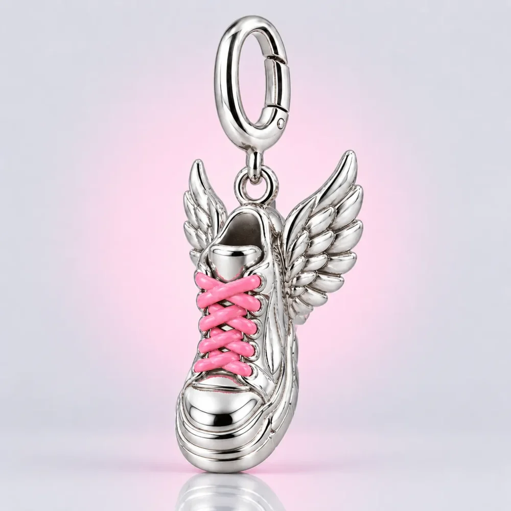 Winged Shoe Charm, three-quarter view