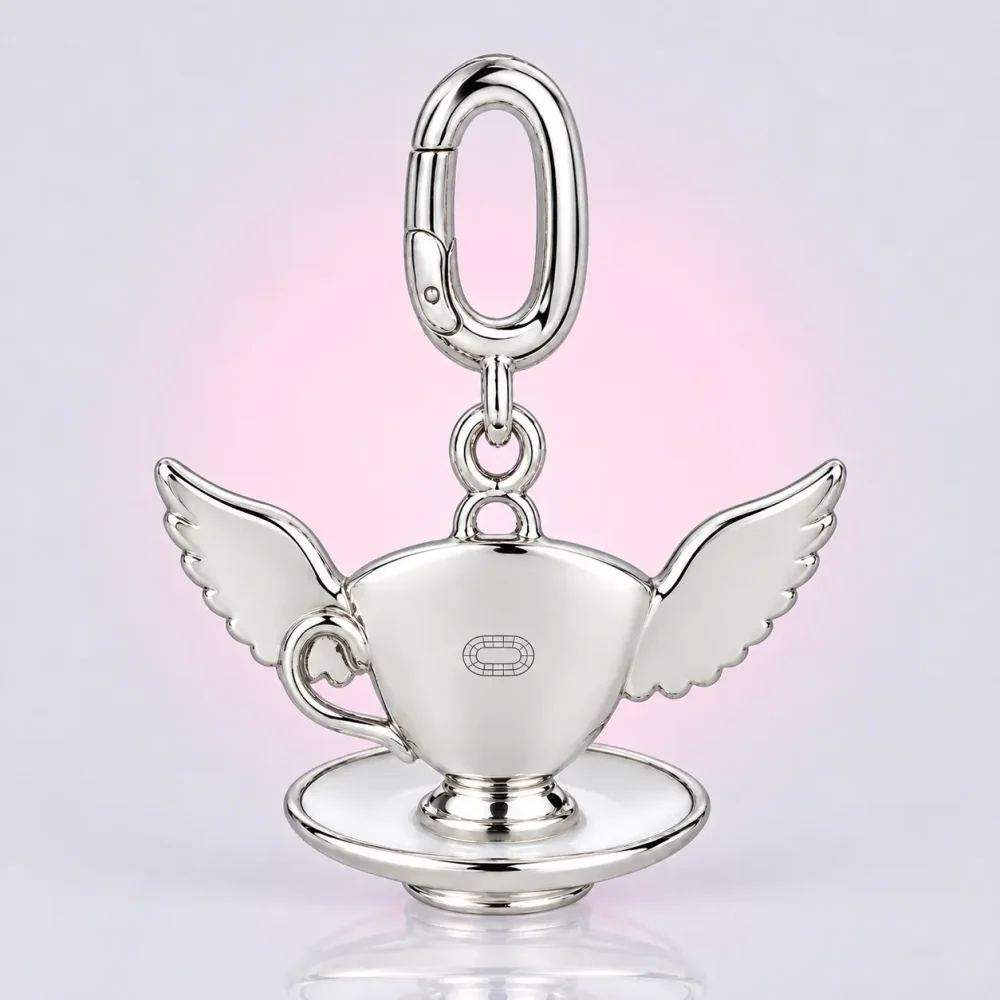 Winged Teacup Charm, back view