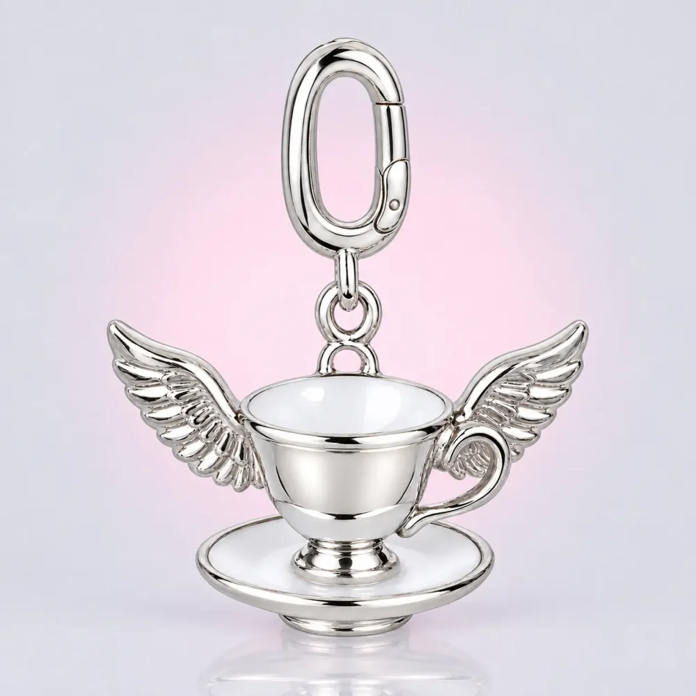Winged Teacup Charm, front view