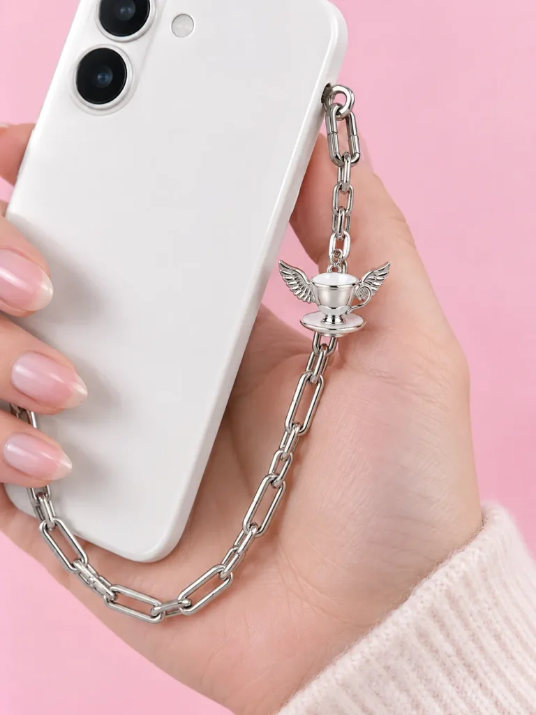 Winged Teacup Charm, worn