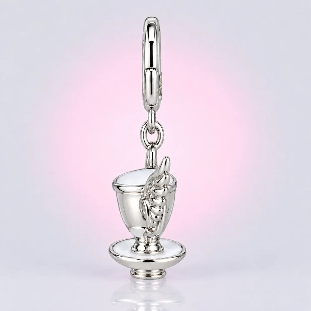 Winged Teacup Charm, side view