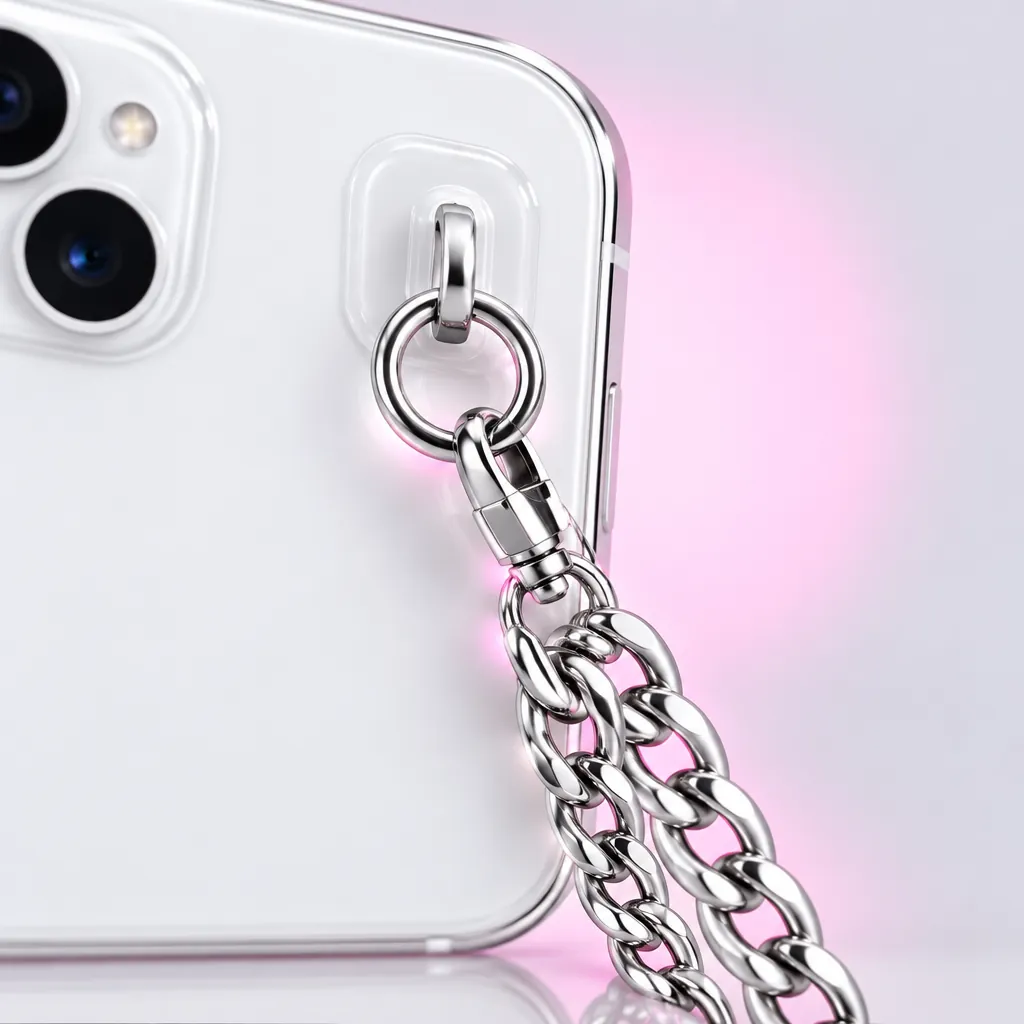 Wrist Loop Phone Chain, close-up of the enamel and clasp