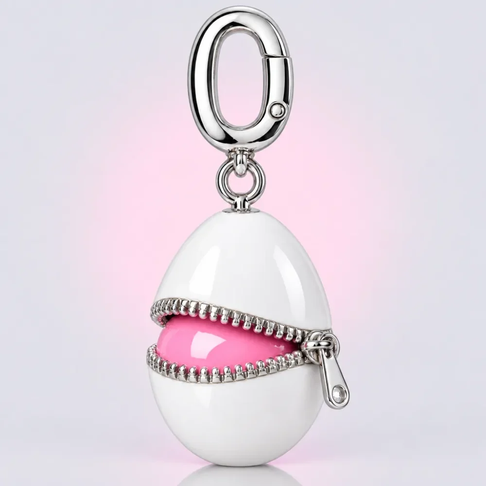 Zipped Egg Charm, front view