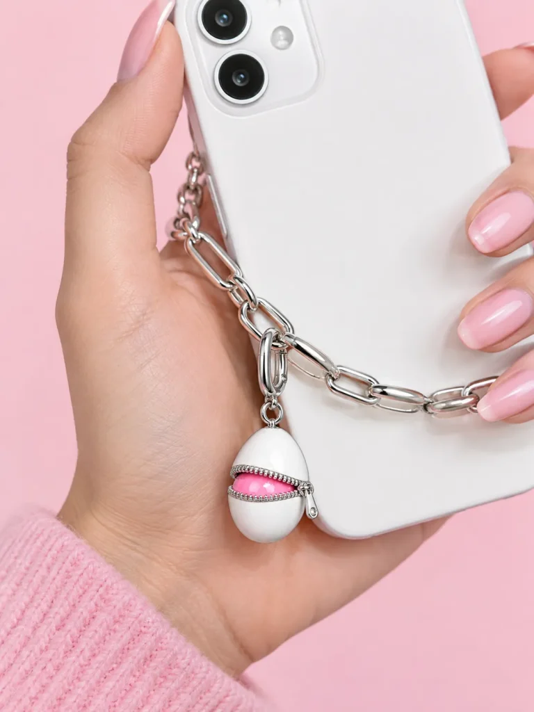 Zipped Egg Charm, worn